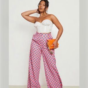 BooHoo Geo Print Wide Leg Pant